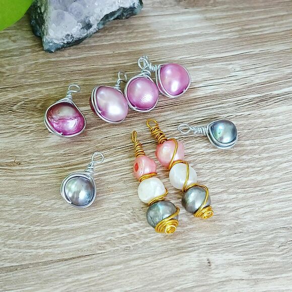 8 Piece Freshwater Pearl Beaded Charms For Jewelry Making, Assorted - Picture 1 of 3